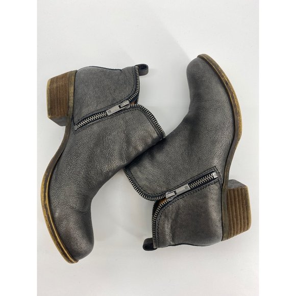 Lucky Brand Basel Silver/Grey Leather Ankle Boot Size 7.5M - Picture 4 of 5